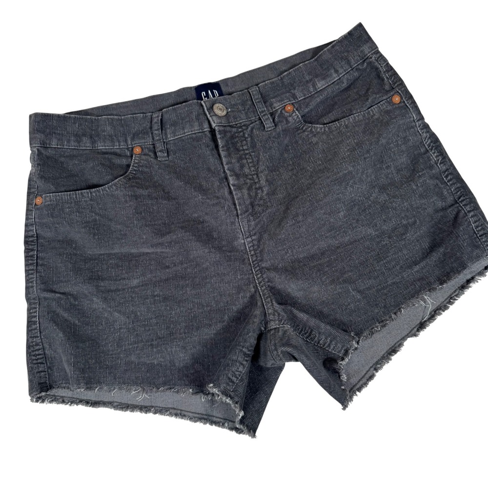 GAP Corduroy Shorts Women Size 10 Gray Raw Hem Cutoff Casual QLS0910S F22 Boho